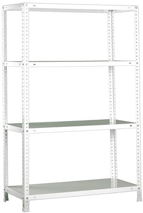 Simon Rack Estanteria Metalica 1500x800x300 mm, 4 Alturas, Bandeja Metal, 75 kg de Punto Flexión, Estanteria Almacenaje, Blanca - Advantage