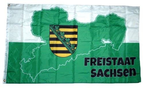 Fahne/Flagge Freistaat Sachsen Karte 90 x 150 cm