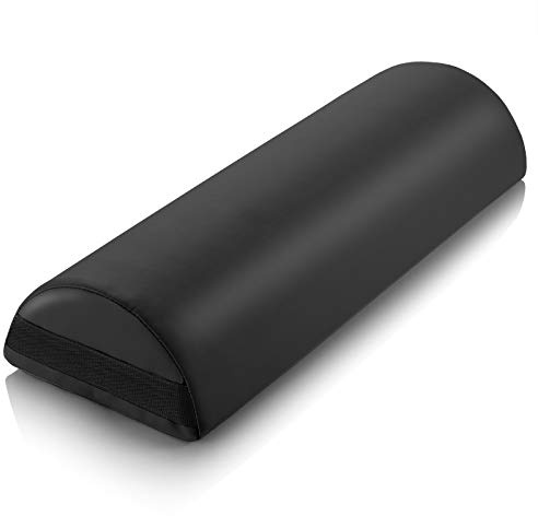 Saloniture Jumbo Half Round Massage Table Bolster Under-Knee Pillow Pad - 26 x 9 x 4.5 Inch - Black
