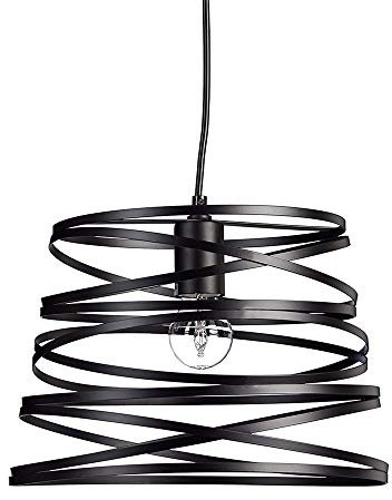 Vetrineinrete® Lampadario a sospensione da soffitto con paralume in metallo a vortice traforato design contemporaneo moderno lampada da soffitto A08 (Nero) Z42