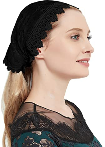 YHDDYG Spitze Kopf Abdeckung für Kirche Mantilla Schleier Katholische Kapelle Schleier S98, Schwarz, Einheitsgröße