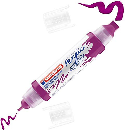 edding 5400 Acryl 3D Double Liner - violett - 1 Acrylfarbe Tube - Doppel-Spitze 2-3,5-10 mm - Acryl Farben zum Malen auf Leinwand, Malpapier und Holz - Acrylstifte wasserfest in Künstlerqualität