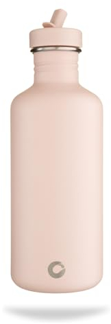 BOTL - Water Bottle With Leakproof Straw Lid, Stainless Steel non-Insulated Bottle, BPA/BPS Free, Tough Canteen for Sports and Travel 1200ml - Plaster Pink
