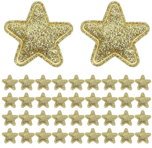 ABOOFAN 100PCS Golden Star Patch Iron On Applique Patches Star Embroidered Sew On Repair Patches Clothing Decorative Patch for T-Shirt Backpack Hat Bag DIY