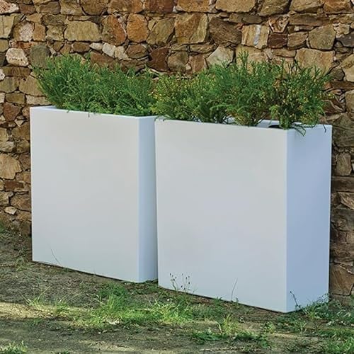 MOOVERE Vaso per fiori di colore opaco moderno per interni/esterni, per piante e fiori in polietilene (80 cm (80 x 32 x 80 cm), bianco)