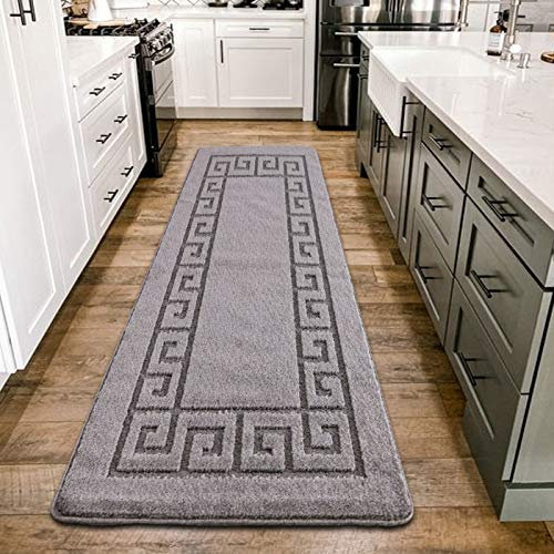 PHP Anti Slip Washable Large Door Mat, 60 x 110 cm Heavy Duty Waterproof Indoor Door Mat, Non Slip Carpet Rug for Home, Kitchen and Bedroom Decor - Grey
