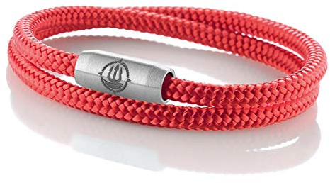 Maritimes Seemannsgarn Segeltau Armband Föhr rot 4mm, Matrose (stahlfarben), L - Gelenkumfang von 16,5 cm bis 18 cm