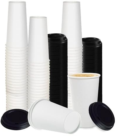 Smygoods Lot de 50 gobelets à café en carton avec couvercles - 680 ml