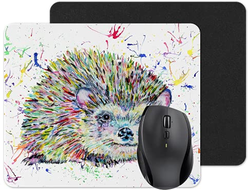 Mouse mat pad Watercolour Rainbow Art gift, christmas, Birthday (Hedgehog)