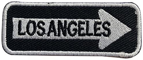 Los Angeles Straßenschild, bestickt, zum Aufbügeln oder Aufnähen, für Kleidung etc., 7,5 x 3 cm