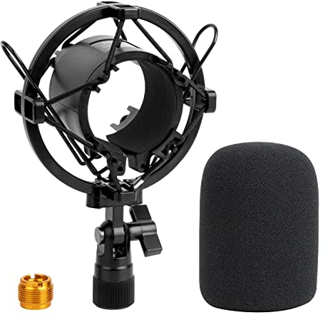 AT2020 Shock Mount with AT2020 Pop Filter, Microphone Shock Mount Compatible for Audio Technica AT2020 AT2035 ATR2500 Microphone by WIBOND