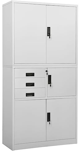 vidaXL Büroschrank Aktenschrank Metallschrank Stahlschrank Lagerschrank Aufbewahrungsschrank Schrank Büromöbel Hellgrau 90x40x180cm Stahl