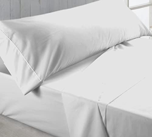 LEBENGOOD Sábanas 90x190/200 - Juego Sábanas Blancas 3 Piezas, Ropa de Cama 90, Sábana Bajera, Sábana Encimera y Funda de Almohada, 100% Algodón (Algodón, 90x190/200)