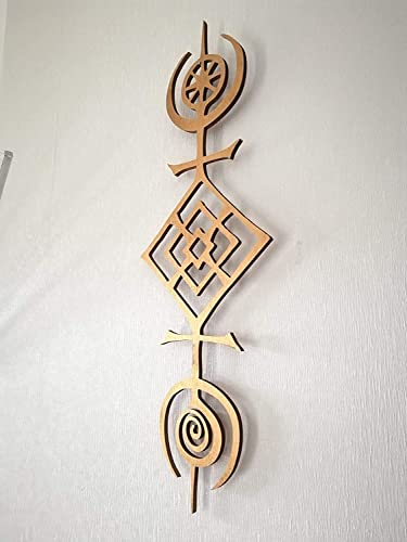 Wanddeko Sigil of the Cosmos Nordisch Holz Wandbild Skandinavis Keltisch Deko Dekoration Wand Tür Türdeko Fensterdeko Holzdeko Geschenk Runen XXL Groß (Höhe 50 cm, Natur (ggf. selbst bemalen))
