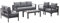 MeXo Sitzgruppe Outdoor Aluminium wetterfest 7 Personen, 12cm Deluxe Relax-Sitzkissen, Lounge Gartenmöbel, Alu Metall Grau