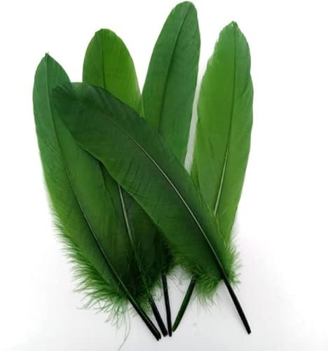 20-100PCS Palo duro Plumas de ganso de colores Vestido de novia Artesanía Accesorios Plumas de bricolaje para el cabello CHRISTMA DECOR FAN 15-20cm-China, Army Green Fea ther, 50pcs