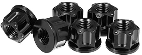 X AUTOHAUX Alloy M10 Pitch 1.25mm Flange Bolt Nut for Bicycle | motorcycle motor, Titanium, 6pcs, Black, for Bike Rear Wheel Axle Sprocket, Car modification accessories