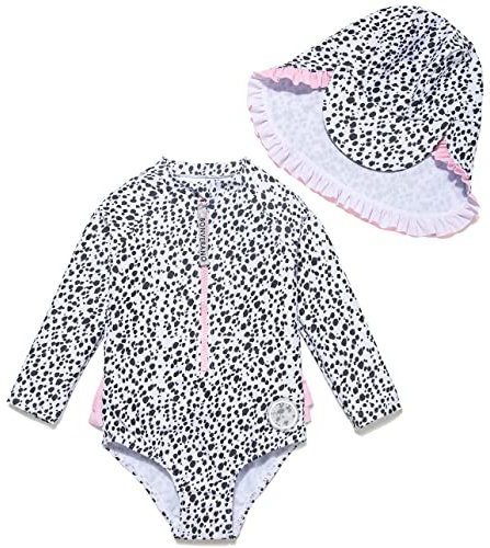 Mazuliso Baby Mädchen Badeanzug UV EIN stück Langeärmel MIT Einem Reißverschluss(Weiß,86-92 cm)