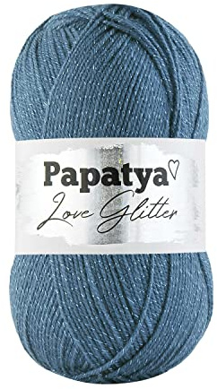 Double Knitting Yarn with Glitter/Lurex/Twinkle/Sparkle-Papatya Love Glitter Shade 5680 Denim