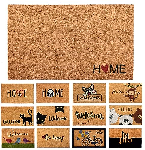 Fußmatte Kokosfaser Home Herzstück - 70x40cm - Willkommens Fussmatte mit Antirutsch PVC & Kokos Oberfläche - für Hauseingänge, Flure, Außentüren, Wohnaccessoires - Schlichtes Originaldesign
