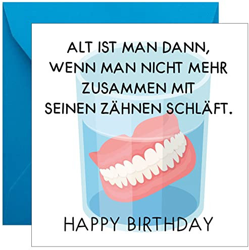 KARTEN 24 VERSAND Lustige Geburtstagskarte lustig für Frauen Männer Mann Frau Gebiss Zähne frech gemein sarkastisch witzig-e Spruch unhöflich-e (Gebiss)