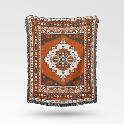 HERENI Picknick Decke Teppiche Camping Bettwäsche mit Quasten Ethnisch Boho Navajo Aztec Tribal Würfe für Haus Outdoor Road Trip Multifunktion Sofadecke Reisedecke Teppich 130x160 cm