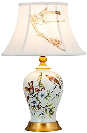Chao Zan E27 Keramik Tischlampe Wohnzimmer Schlafzimmer Arbeitszimmer Nachttischlampe Europäischen Stil feine und elegante dekorative Tischlampe (Glühbirne nicht enthalten) (Weiß)