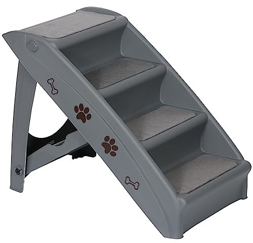 Escaleras plegables antideslizantes para perros pequeños, gatos en casa y vehículo, para camas altas y sofá (gris)