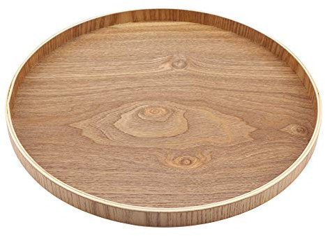 Bandeja de Servicio Redonda, Bandejas de Servicio de Alimentos de Troncos de Madera, Bandeja de Servicio de Té Antideslizante Bandeja Decorativa para Cafetería, Bar, Cafetería, Hotel(33cm/13in)