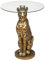 Atmosphera - Kaffeetisch Leopard Harz & gehärtetes Glas - Gold - D.40 cm - Gold