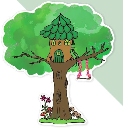 Azeeda 'Treehouse' White Premium Vinyl Decal Sticker – Waterproof, Durable & Easy to Apply - Ideal for Car Bumpers, Windows, Bins and More - XL (460mm) (DW00095919)