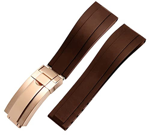ORKDFJ Silikon-Armband Für Rolex Uhrenarmband Mit Faltschließe Band Sport 20mm 21mm Herren Gummi Armbanduhren Armband, 20 mm, Achat
