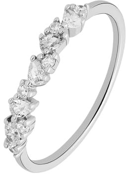 Lucardi - Damen Silberner Ring Zirkonia - Ring - 925 Silber - Silberfarbig - 17.5/55 mm - Nickelfrei