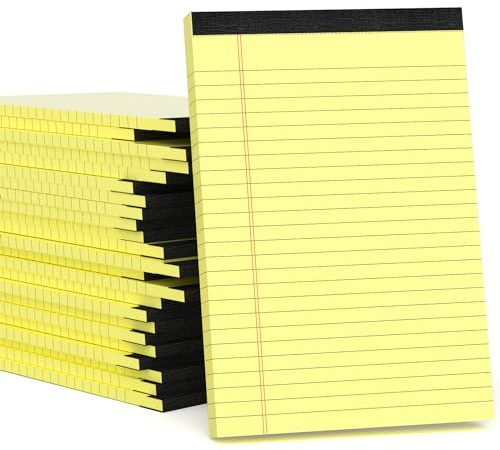 24 Stück kleine Notizblöcke, 12,7 x 20,3 cm, gelbe Notizblöcke, 12,7 x 20,3 cm, linierte Notizblöcke mit 30 Blatt pro Block