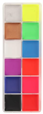 12 colores de pintura facial profesional impermeable fluorescente colores vibrantes maquillaje cara cuerpo pintura paleta para fiesta
