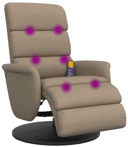 vidaXL Massagesessel mit Fußteil Cappuccino-Braun Kunstleder