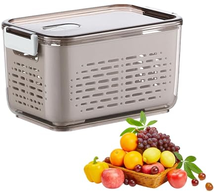 Generic Colander Box-Leakproof Stackable Vegetable Container, Refrigerator Colander Bins with Lid | Fruit Refrigerator Storage Box, OM80K9JN5NDX7R2I36OY