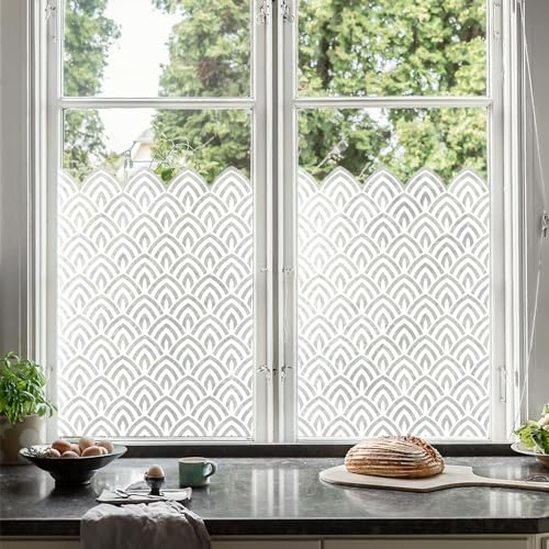 Neukids Static Cling Window Film, White Window Film Privacy Lotus Petals | Glass Film for Windows Privacy, Window Vinyl for Kitchen Bathroom Office Bedroom 150x39CM