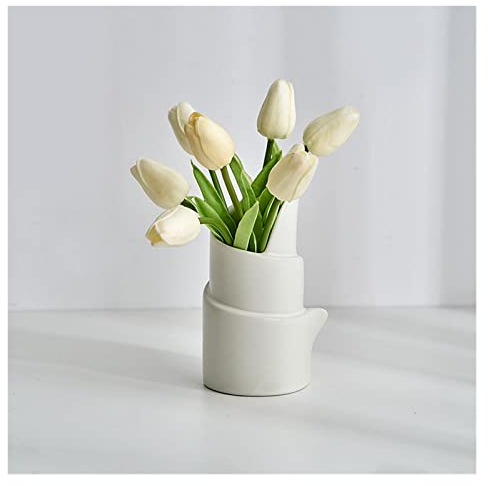 Vase, nordische Blumenvase, Blumentöpfe, dekorative Moderne Dekoration, Keramikvase, Heimdekoration, Wohnzimmerdekoration, Tischdekoration, dekorative Vase (grau)