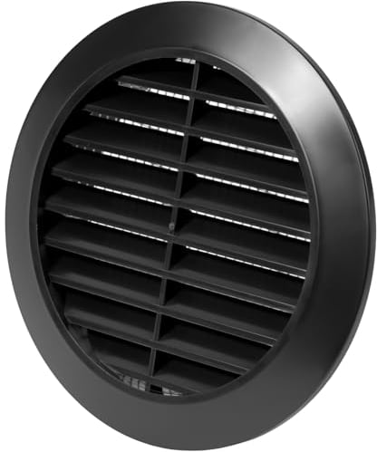 Vent Systems Cubierta de ventilación negra de 90 mm – Rejillas de ventilación redondas – Rejilla de ventilación – Protección contra insectos integrada – Orificios de ventilación HVAC para baño