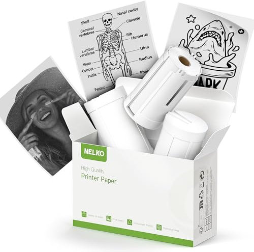 Nelko Original Self-Adhesive Thermal Printer Sticker, 54 mm x 3.5 m, 3 Rolls, White, BPA Free, Compatible with Nelko PM230 Mini Sticker Printer