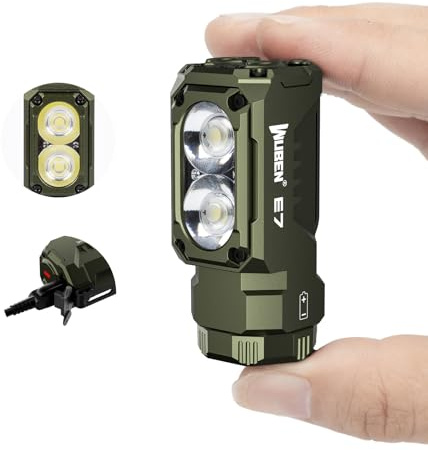 WUBEN E7 1800 Lumen wiederaufladbare Mini-Taschenlampe mit Magnet – superhelle 6 Modi, Armeegrün, EDC-Taschenlampe, Typ-C wiederaufladbare LED; IPX8 Taschen-Taschenlampe für Scheinwerfergebrauch