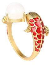 Caiduoduo Damenringe Emaille-Intarsien Imitation Jade Koi Ringe Retro Cheongsam-Schmuck im chinesischen Stil
