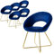ML-Design Set de 6 Chaises de Salle à Manger, en Velours, Bleu, avec Dossier en Demi-Coque Rond, Pieds en Forme de X Métalliques Dorés, Fauteuil Ergonomique de Table à Manger, Chaise Rembourrée