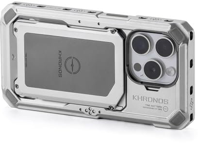TILTA Khronos Phone Cage für iPhone 15 Pro, Aluminiumlegierung Mobiles Videorig, Smartphone Case Stabilisator für Videoaufnahmen/YouTube/Live Streaming/Vlog/Videografie - Titanweiß TK-IP15-PFC-TW