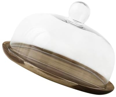 FUNOMOCYA Vassoio Per Dolci Legno Con Copertura Elegante Cake Stand Per Torte e Dessert Per Feste e Eventi Confezione Singola Design Trasparente Per Visualizzazione Ottimale