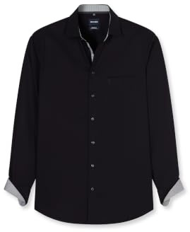 OLYMP Herren Oberhemd Langarm Hemd,einfarbig,Einfarbig,Comfort fit,New Kent,schwarz 68,45