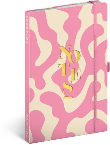 NOTIQUE Notizbuch Liniert mit Gummiband 13x21cm ca. A5, Designer Hardcover Notebook, Notizblock, Notizheft, Journal, Tagebuch für Erwachsene, Damen (Rosa)