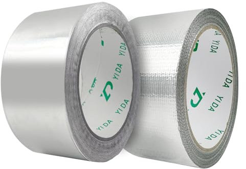 2 Rollen Aluminium Klebeban, 5 x 200cm Metall Klebeband, Praktisch Selbstklebendes Alu, Reperaturband Alu Tape mit 160g Versiegelnde Tonerde, Dampfsperre Klebeband für Reparaturen Abdichtung