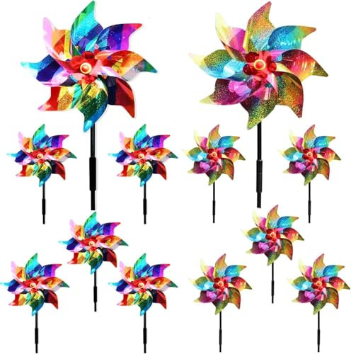 10pcs High Reflective Bird Repellent Windmill, Bird Repellent Windmill, Effective Reflective Colour Spinner, Spinners Animal Bird Repellent, Suitable for Family Farms, Orchards, Gardens